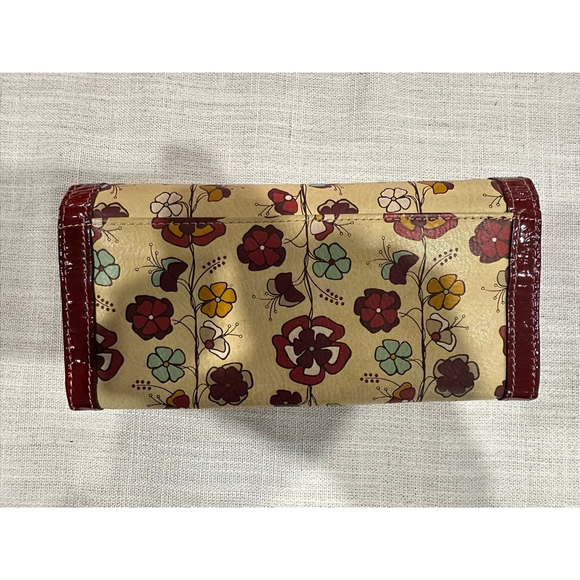 Women's Fossil One Size Floral Beige Red Wallet - Picture 2 of 7